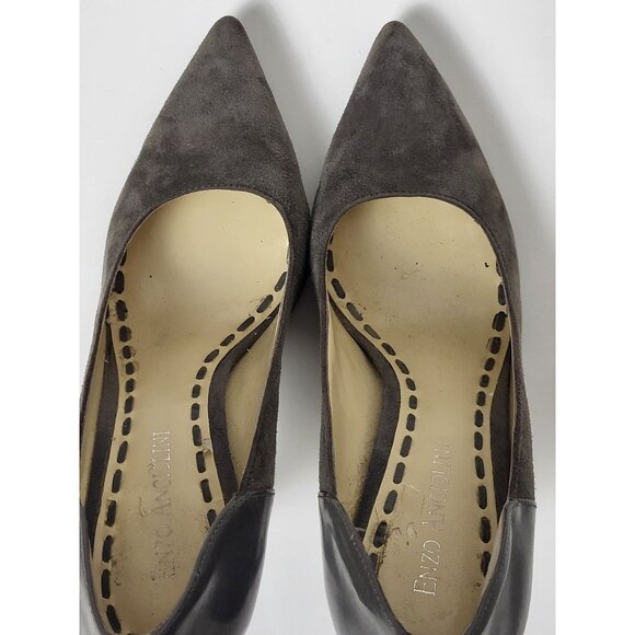 Enzo Angiolini Gray Suede & Leather Pointed Toe Womens Heels Size 6M - Picture 8 of 10